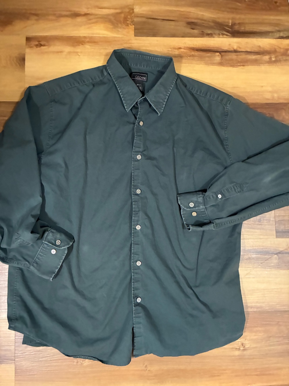 VTG Cezani men's Classic long-sleeve button-down dress shirt Dark Green XXL